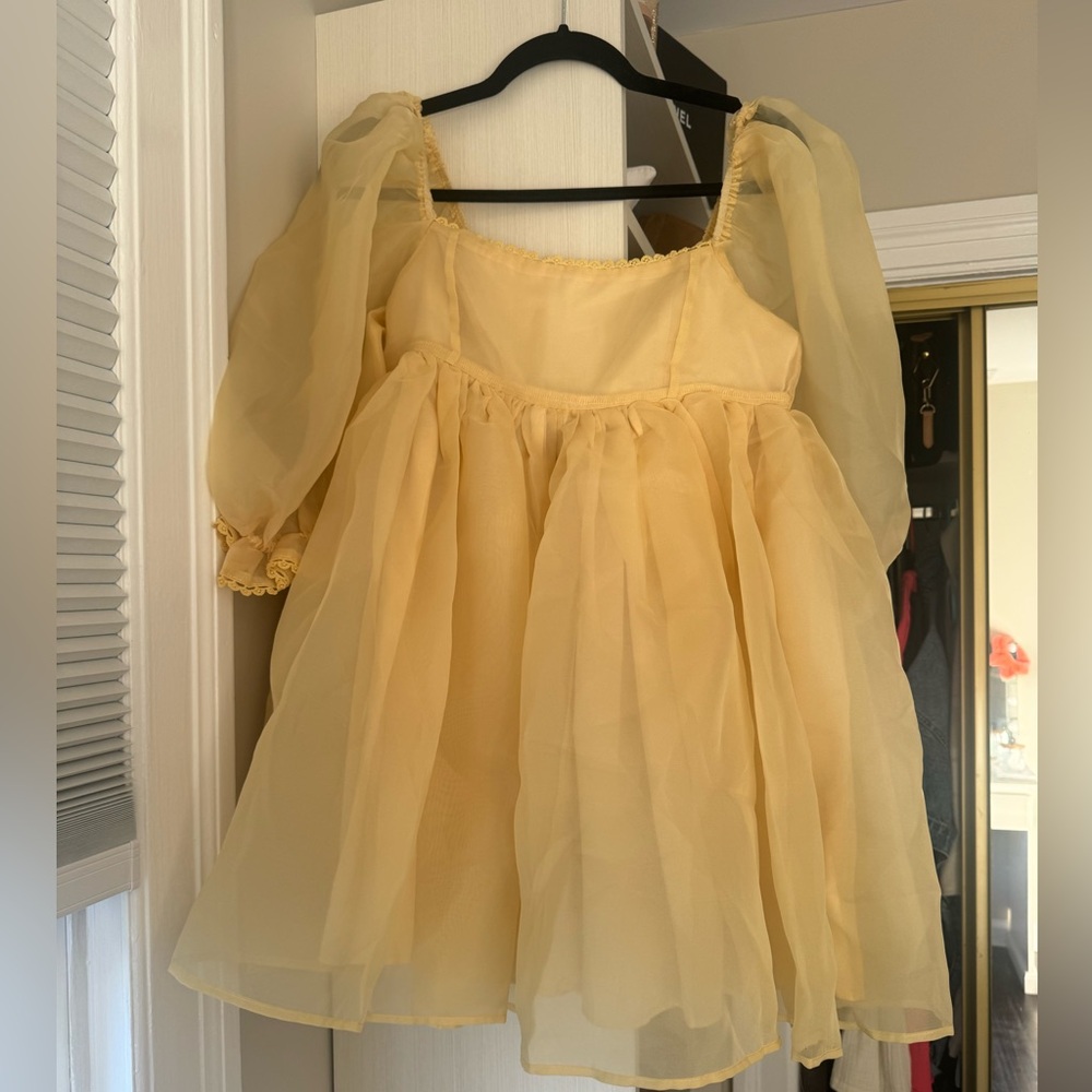 Puff sleeve tulle babydoll dress - Picture 2 of 2